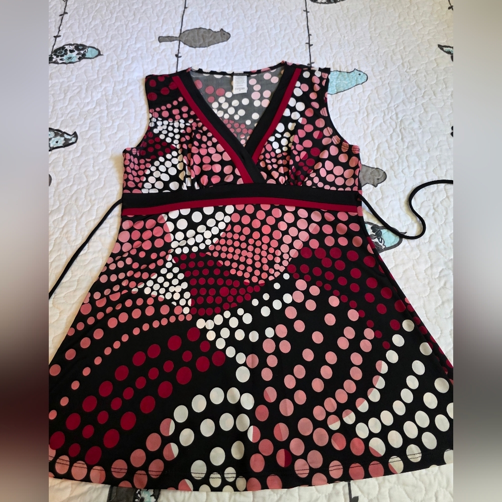 Maurices Womens Top - Pink, Black, and White Polka Dots